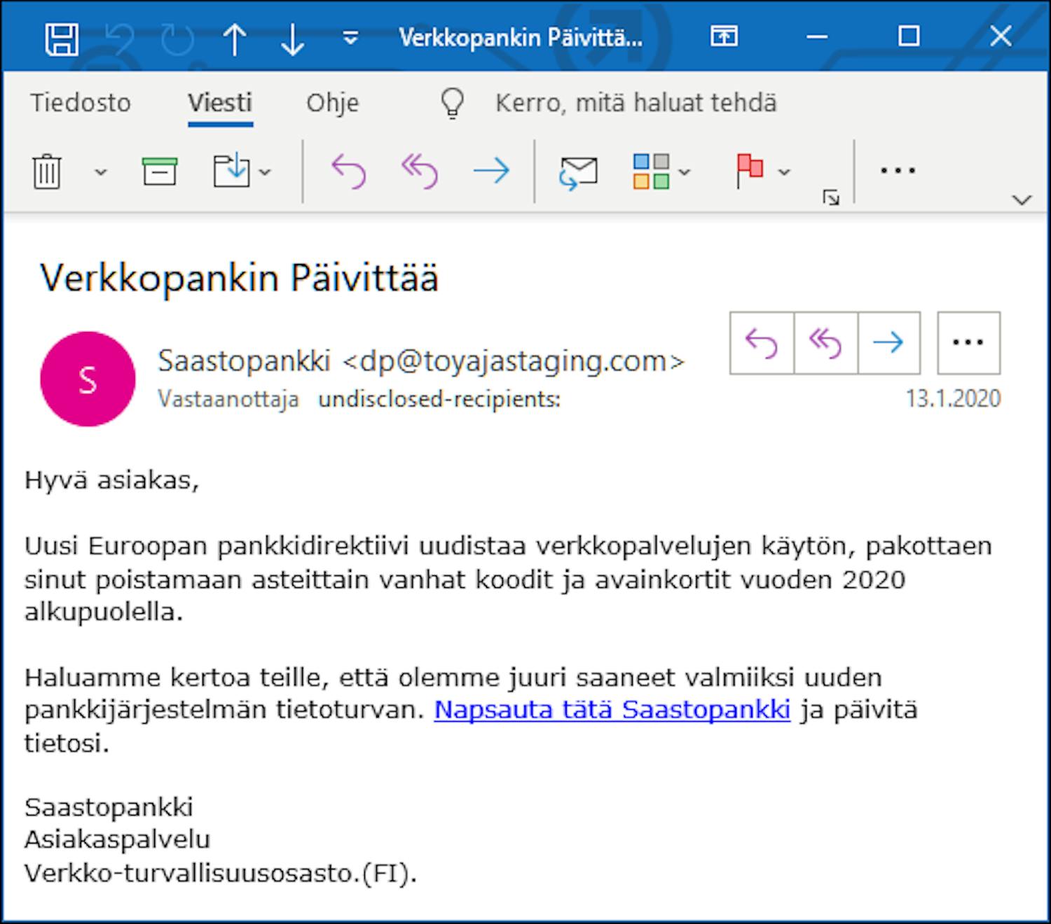 Tietojenkalastelu, pankkihuijaus